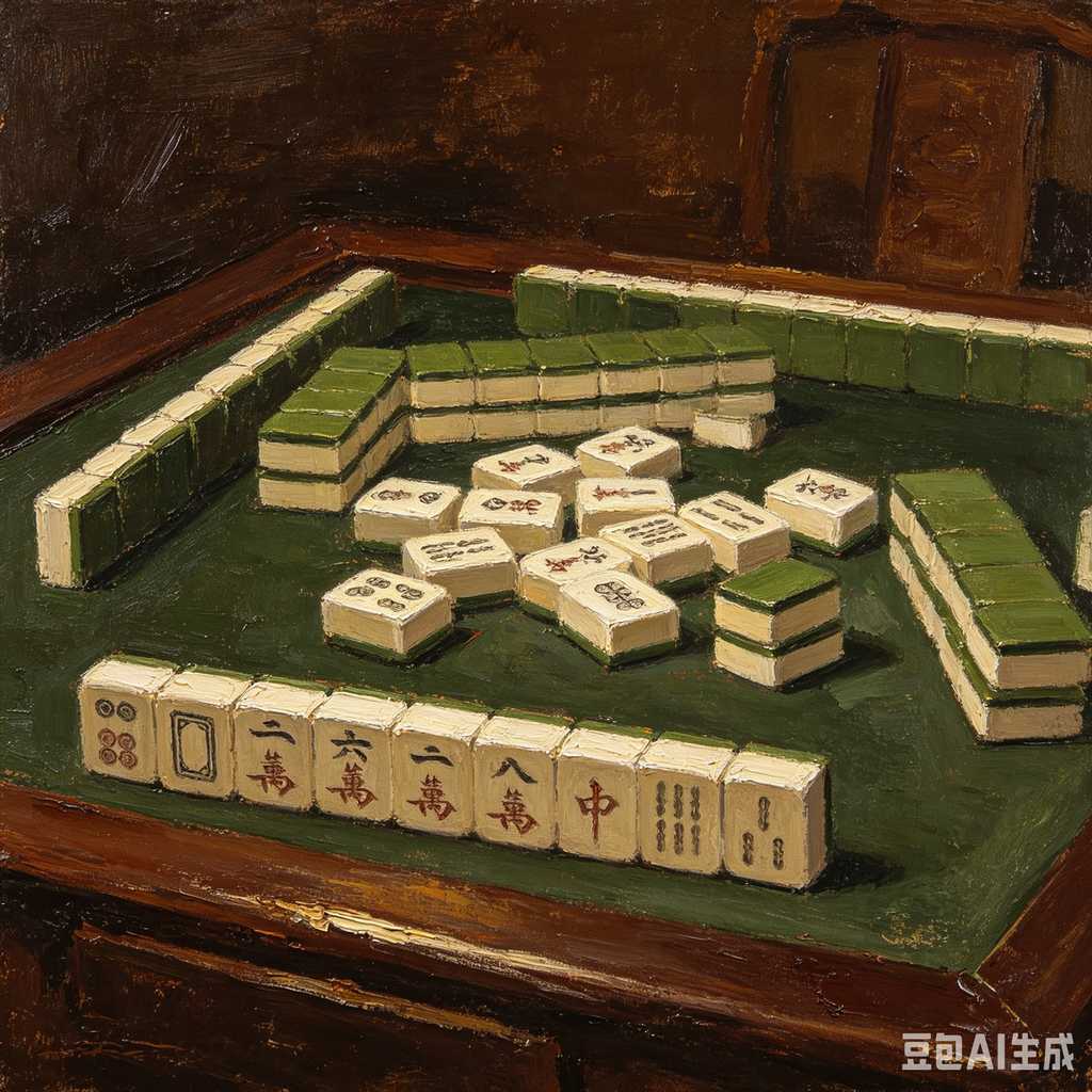 vintage text mahjong set